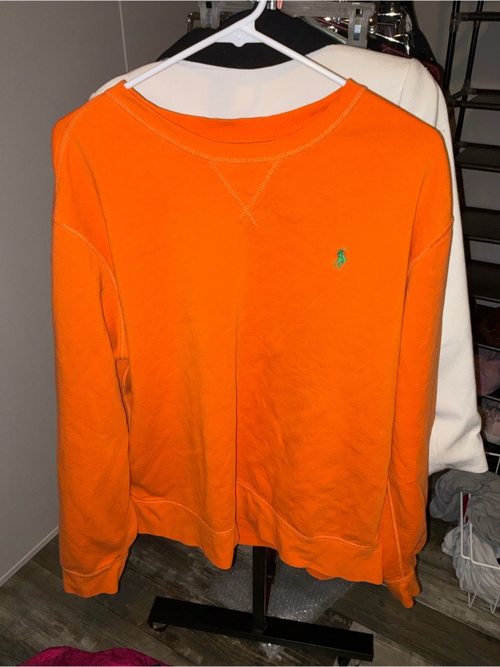 Polo by Ralph Lauren Orange Crewneck Sweatshirt with Green Pony